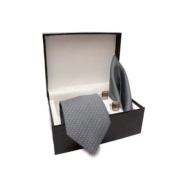 Classic Beautiful Gold Paisley Silk Woven Jacquard Neck tie tie box with cufflink formal neck tie box for Men
