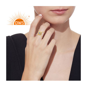 Anillo de piedra lunar de arcoíris Natural para mujer, joyería de piedras preciosas, venta al por mayor, Sortija de plata chapada en oro - Product Image 4