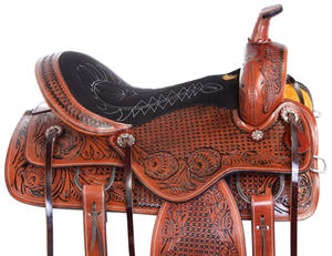 Ensemble de clous de selle Western en cuir de qualité supérieure Rênes de collier de poitrine assorties D18 en plusieurs tailles 14 '-18' Plusieurs couleurs - Product Image 4