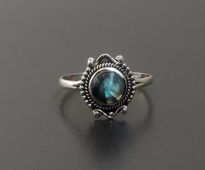 ไฟสีฟ้าธรรมชาติ Labradorite แหวนเงินพลอยแหวนเงิน925แหวนเงิน - Product Image 1