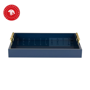 Bandeja de Madera Azul para Servir Café |   Bandeja Decorativa con Asas para Comer, Café, Desayuno, Té de la Tarde - Product Image 1
