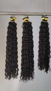 Cutícula natural brasileña alineada I Tips 1B Color negro Micro enlaces Templo rizado profundo Mejor ajuste Extensiones de cabello humano - Product Image 3