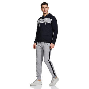 Chándales de gimnasio para hombre en color de contraste con cremallera chándal con capucha con servicio OEM - Product Image 3