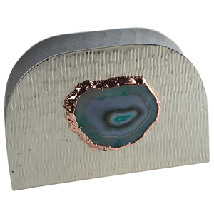 Agate Design Silver Finish Vintage Style Metal <b>Napkin</b> Holder with Shiny Plated Finish for Home Hotel & Restaurant Use - Product Image 1