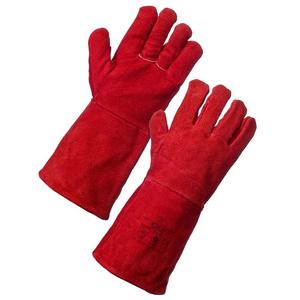 Gants de soudage fendus de vache haute température de 35cm Gants de travail en cuir rouge pour la protection des mains et des bras Gants de sécurité résistants à la chaleur - Product Image 5