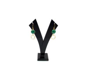 Pendientes de Aro Modernos Hechos a Mano con Esmeralda Teñida, Chapados en Oro de 18K, Forma Redonda y Facetada, para Ella - Product Image 4