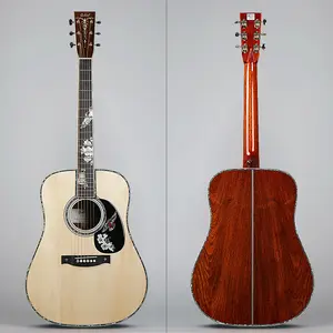 所有全实心洪都拉斯红木D45风格吉他工厂定制店来样定做手工原声吉他