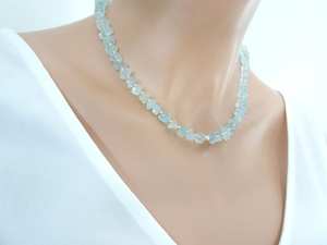 Natural <b>Aquamarine</b> Raw Gemstone Crystal <b>Necklace</b> 92.5 Sterling Silver 22"Long Women Jewelry Manufracture - Product Image 4