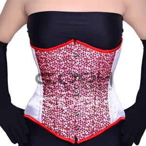 COSH corsetto sottoseno allenamento in vita disossato corsetto in raso bianco Curvy estremo con rete in pizzo rosso corsetto da sposa e moda
