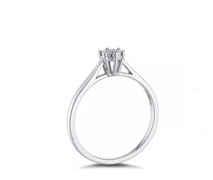 Anillo de Diamantes con Solitario de 0.15 Quilates con Ilusión de Diamante Real |   Anillo de compromiso de oro blanco de 14 quilates para mujer, elegante y minimalista, regalo de joyería fina - Product Image 2