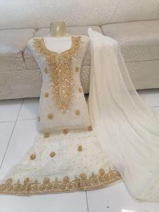 AJM-vestido de señora paquistaní de último diseño, color blanco, hecho a mano - Product Image 5