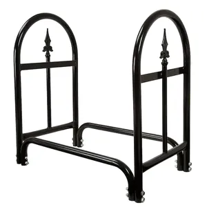 Meilleure vente de porte-bûches en bois noir Design moderne Support de stockage de bois de chauffage robuste pour la maison et le jardin Utilisation en extérieur - Product Image 1