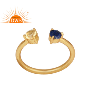 Nouvelle jolie bague en argent 925 plaqué or jaune Lapis Citrine bague en pierres précieuses fabricant de bijoux Collection classique - Product Image 1