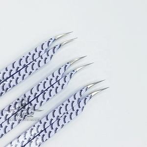 Pinzas de extensión de pestañas de acero inoxidable personalizadas, Punta puntiaguda fina para fibra de volumen, uso de cejas, papel de impresión de pestañas recubierto - Product Image 4
