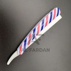 Maquinilla de afeitar de peluquero de acero inoxidable con mango de plástico desechable de una sola hoja con logotipo personalizado con uso de impresión de poste para la cara - Product Image 4