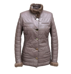 Veste de motard unisexe, Style couette en cuir de mouton avec fermeture à glissière, couleur Quartz Rose - Product Image 1