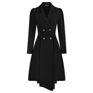 OEM dame bouffée manches col revers <span class=keywords><strong>mi</strong></span>-mollet longs manteaux Double boutonnage <span class=keywords><strong>Trench</strong></span> manteau femmes - Product Image 1