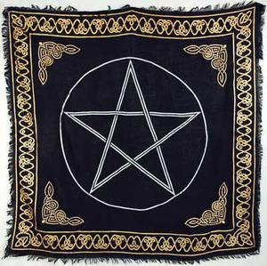 <b>Altar</b> <b>Cloth</b> Table Cover Pentagram Pantacle Cotton Handmade Black Gold Square Tarot Spread Witchcraft By Indian Consigners - Product Image 2