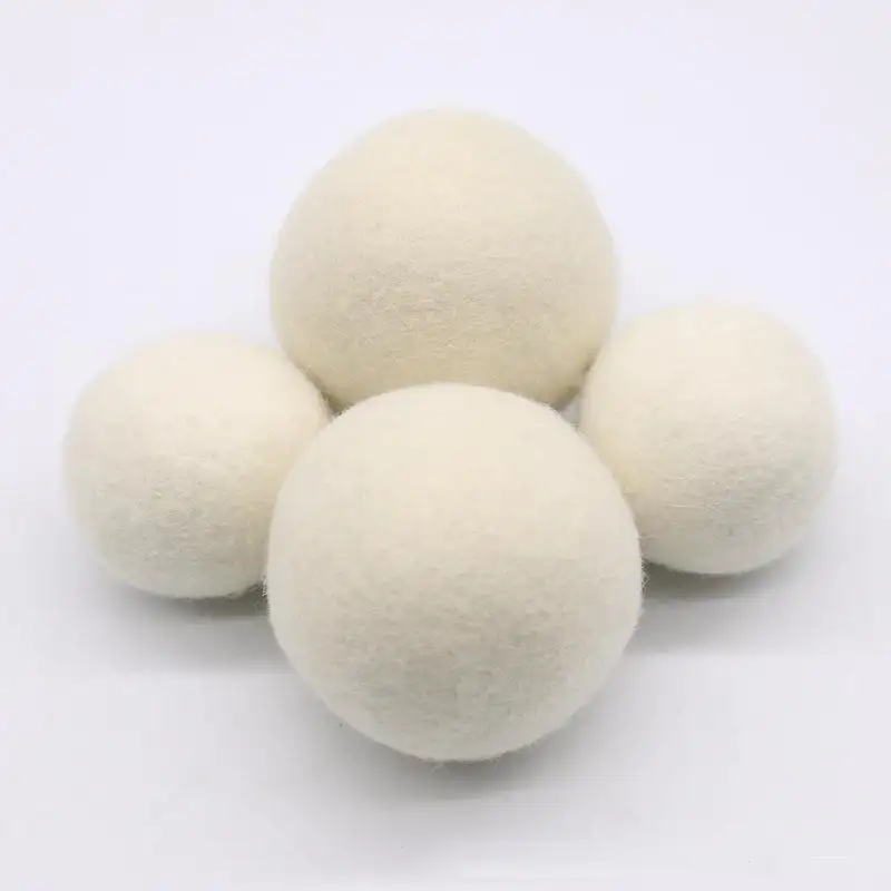 手作りドライヤーボール/ランドリーボール/ネパール製ニュージーランドウールボール-ホワイトボール