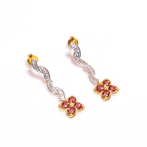 18K Gold Plated 925 Sterling <b>Silver</b> <b>Drop</b> <b>Earring</b> Vintage Flower Pattern Fine Jewelry For Weddings Parties Featuring Pave - Product Image 3