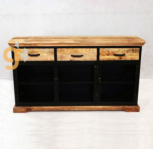 Armario de almacenamiento de 3 puertas y 3 cajones de Metal macizo hecho a mano con tapa de madera de Mango aparador Vintage Industrial moderno para muebles del hogar - Product Image 2