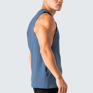 Débardeur bleu clair en coton pur, personnalisable OEM, pour homme/garçon, collection été, tissu extensible. - Product Image 6