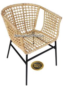 Silla moderna de mimbre de metal para interior/exterior, mimbre natural para comedor, cocina, almacén, hotel, casa, bar, sala de estar - Product Image 3