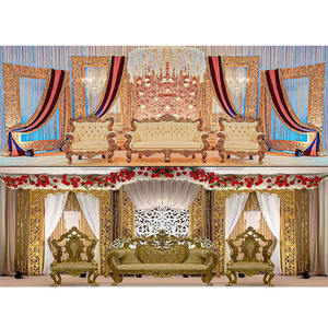 Decoración de Escenario de Boda Tallada en Oro de Lujo, Decoración de Escenario de Recepción de Boda con Toque Real, Hermosa Decoración de Escenario para Eventos de Boda, EE. UU. - Product Image 1