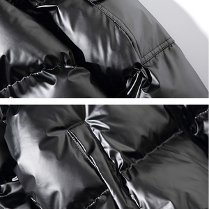 เสื้อแจ็คเก็ตพัฟเฟอร์ผู้ชายผ้าโพลีเอสเตอร์แบบมันเงา สไตล์แฟชั่น OEM ผลิตตามสั่ง ขายส่งเสื้อแจ็คเก็ตฤดูหนาว - Product Image 4