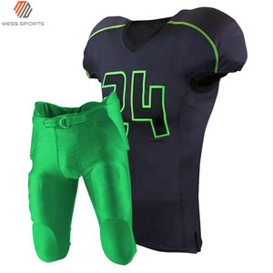 Ensemble de maillot de football américain bleu personnalisé pour homme avec numéro 24, col en V, manches courtes, pantalon en mesh pour adultes - Product Image 4