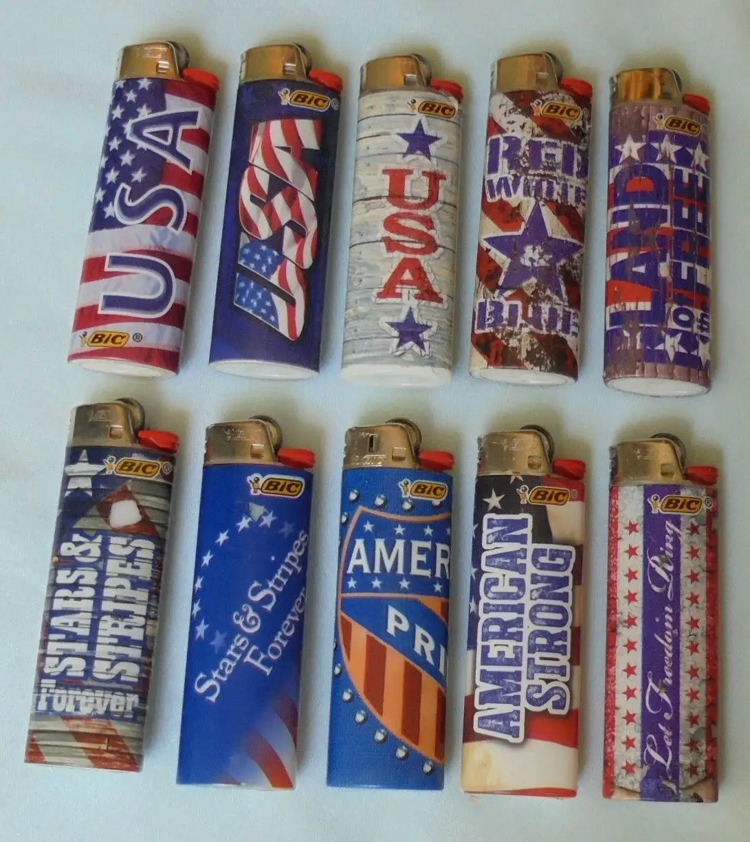 USA American Bic Disposable Lighters Special Edition Design Pride Flag Stars Lot