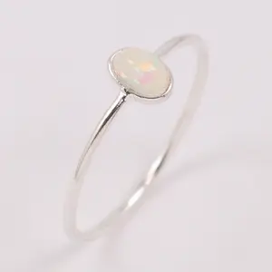 Bague à Cabochon ovale en argent Sterling 925, pierre précieuse, opale de feu, 3x5mm, bijoux, taille américaine 4 5 6 7 8 9, livraison gratuite