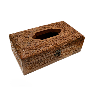 Porte-boîte à mouchoirs en bois sculpté à la main, couverture de mouchoirs en bois de rose - Product Image 2