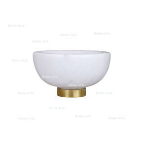 Bol à fruits secs en marbre au design unique avec base en métal Bol de service à dessert de forme ronde de première qualité en vrac - Product Image 1