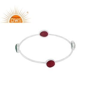 Brazalete de plata fina de piedras preciosas, Aventurina, ónix verde, venta al por mayor - Product Image 1