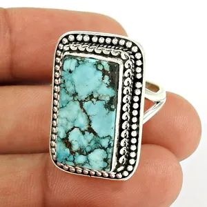 Sky blue turquoise handcrafted ring gift for women and girls 925 sterling silver jewelry wholesale prices rings exporter