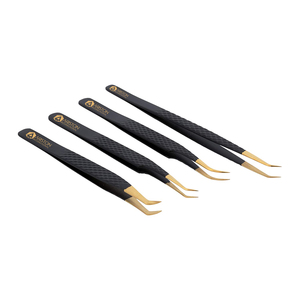 การออกแบบ OEM 4 ชิ้นเพชรสีขาวจับต่อขนตาแหนบเครื่องมือความงามเหล็กญี่ปุ่นสําหรับการใช้งานปริมาณคิ้ว - Product Image 4