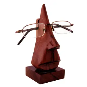 Handmade Wooden Nose Shaped Eyeglass Holder Wooden Eye Glass Holder Spectacle Display Stand Desktop Accessory and Gifts