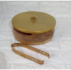 Cajas chapadas clásicas para vajilla, utensilios de cocina para el hogar, ollas calientes Chapati decorativas de diseño moderno, olla de madera con olla de metal - Product Image 2