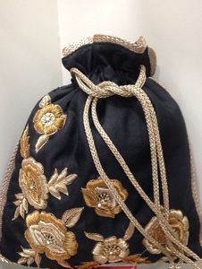 DAZZLING--POTLI-BAG WITH BEAUTIFUL full of dabka ZARDOZI HAND EMBROIDERY--WORK ON--BAGS FOR PARTY & <b>WEDDING</b> @ 2021 - Product Image 2