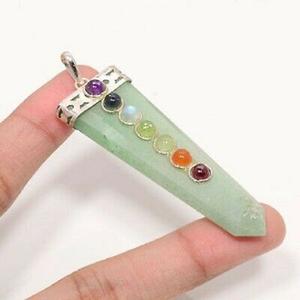 Wholesale Natural Green Aventurine Flat Pendants Gemstone Chakra <b>Pencil</b> Pendants Crystals Pendants for Necklace ;Wholesaler - Product Image 2
