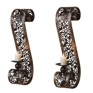 Juego de 2 candelabros de Metal Vintage con acabado marrón, luces LED decorativas montadas en la pared, aluminio de alta calidad, decoración navideña para el hogar al aire libre - Product Image 2