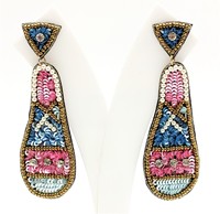 Boucles d'oreilles créoles bohèmes en macramé de coton à pampilles, motif arc-en-ciel, style bohème, franges, pour femme - Meilleures ventes