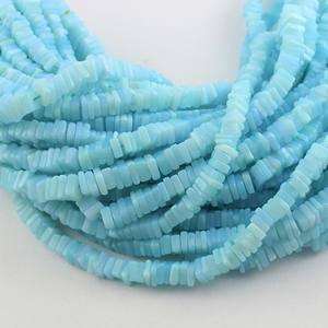 ESPACIADOR cuadrado de piedras preciosas, Ópalo azul cielo liso Heishi suelto, cristales, joyería, collares, cuentas - Product Image 1