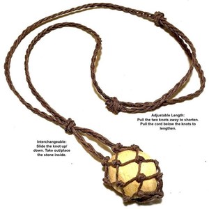 Collar de macramé de cáñamo, soporte de piedra vacía, collar de piedra intercambiable - Product Image 1