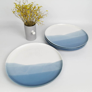king Decorative Porcelain Big Ceramic Dinner Plate <strong>Sets</strong> Decoration Dinnerware Blue Ceramic Plate - Product Image 3