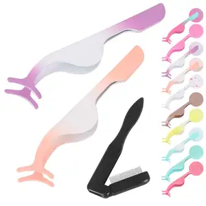 Eyelash Comb Răng Kim Loại Và Gấp, Lông Mi Giả Applicator Tool Mở Rộng Nhíp Remover Clip Nhíp