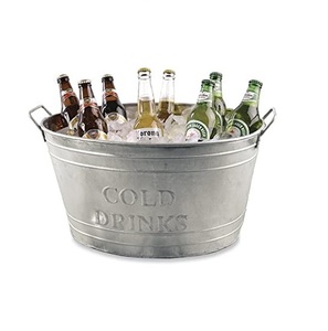 Bañera de bebidas de forma ovalada galvanizada, para fiesta lateral en la piscina, Hotel y restaurante - Product Image 1