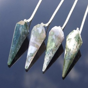 Péndulo de Cristal de Ágata Musgosa Natural para Sanación, Radiestesia, Reiki, Meditación, Chakra, Adivinación, Gema en Forma de Cono - Product Image 2