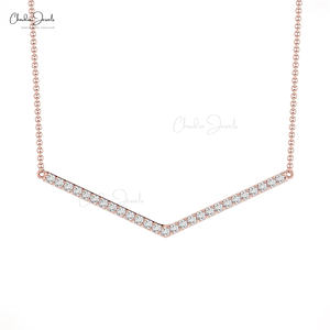เครื่องประดับ2024ดี0.14สร้อยคอเชฟรอนเพชรธรรมชาติ CTW สำหรับผู้หญิง14K สีทองปูพื้นสร้อยคอขายส่งสุดพิเศษ - Product Image 1